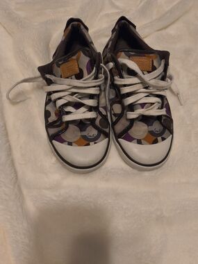 Coach Kids Purple, Orange, White & Gray Logo Circle Sneakers